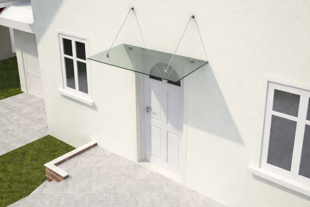 Glasvordach Vitra 2 Zugstreben - Grauglas